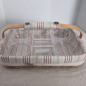 Longaberger 2002 Back Porch Combo w/ Protector, Linen, Handle Wrap & Bee Tie-on